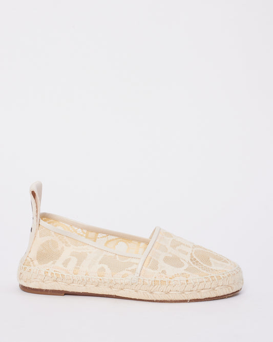 Chloé White Lace Woody Espadrille Shoes - 37