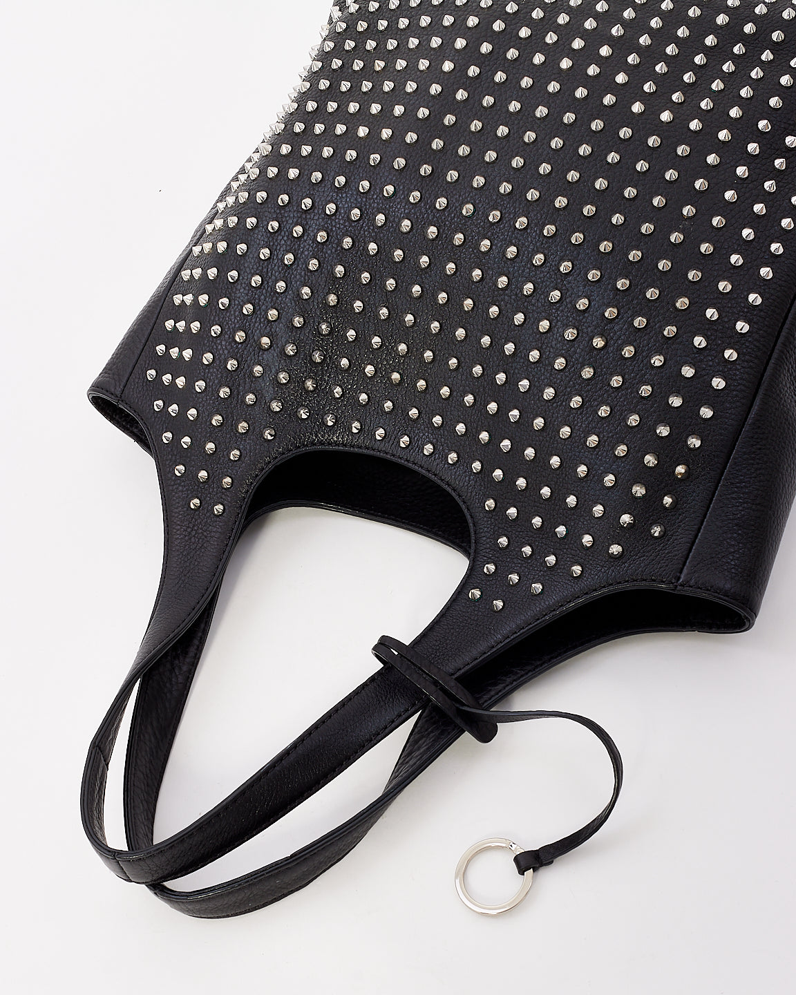 Burberry Black Leather Hobo Bag with Silver Metal Studs