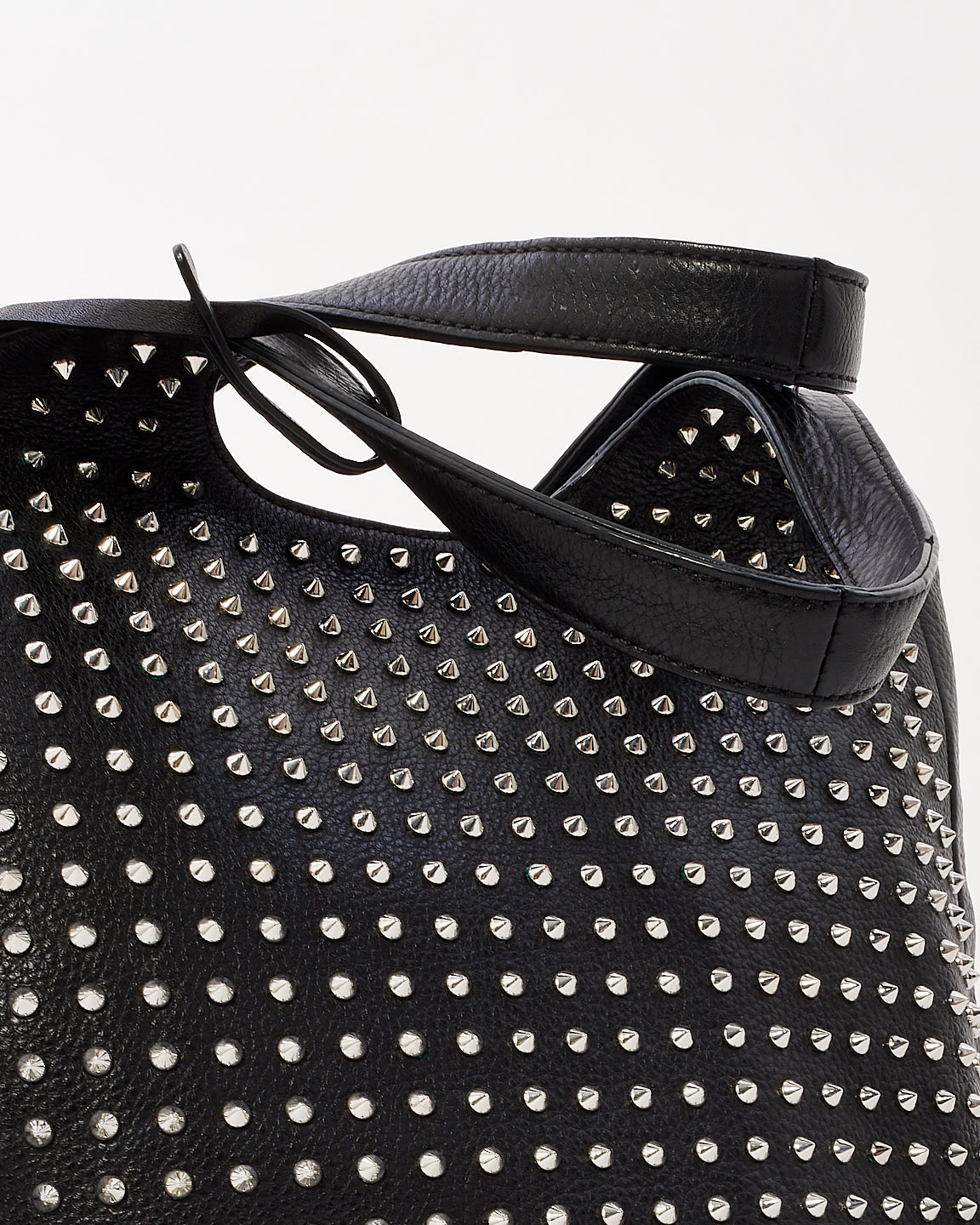 Burberry Black Leather Hobo Bag with Silver Metal Studs