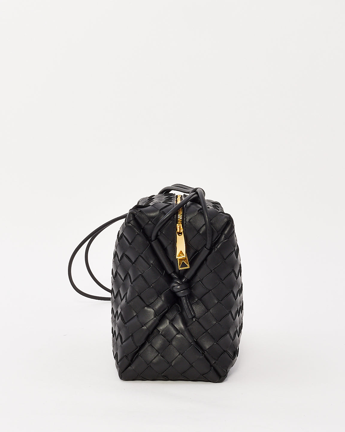 Bottega Veneta Black Intreciatto Leather Medium Loop Camera Bag