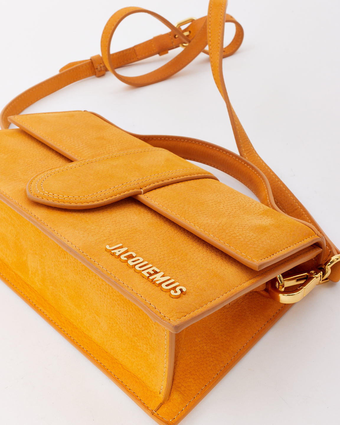 Jacquemus Orange Leather Le Bambino Long Shoulder Bag