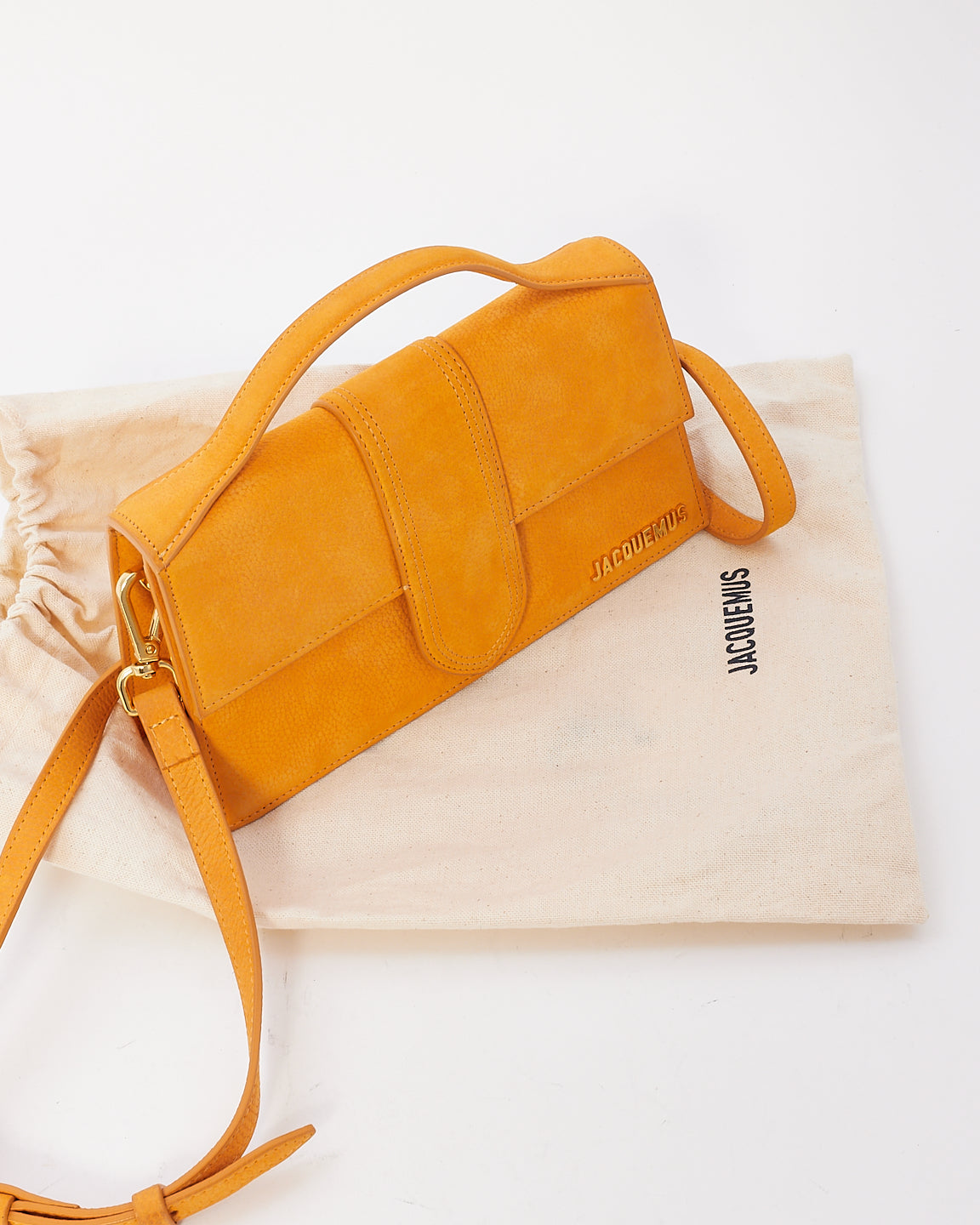 Jacquemus Orange Leather Le Bambino Long Shoulder Bag