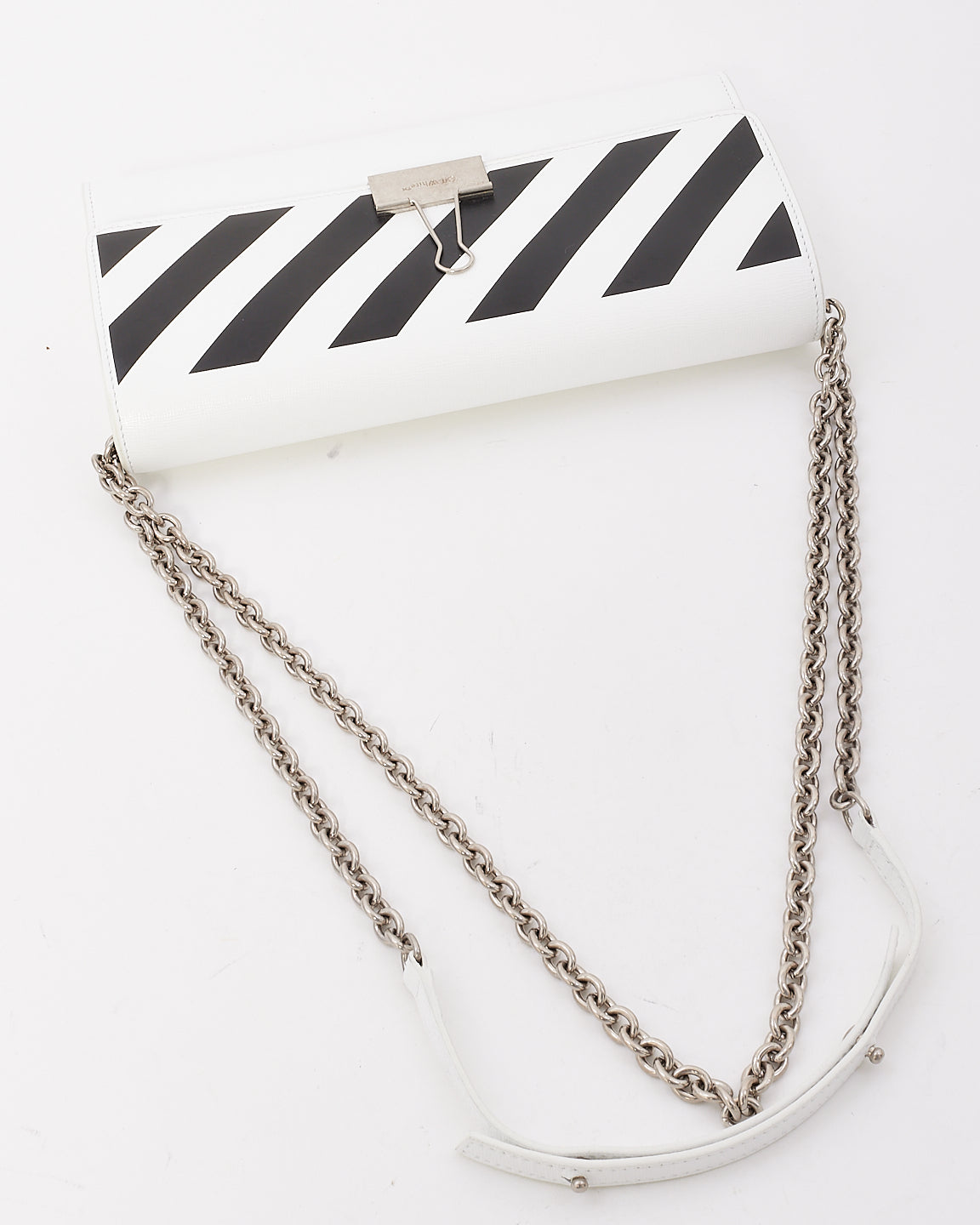 Off-White White 
Black Leather Binder Small Crossbody Bag