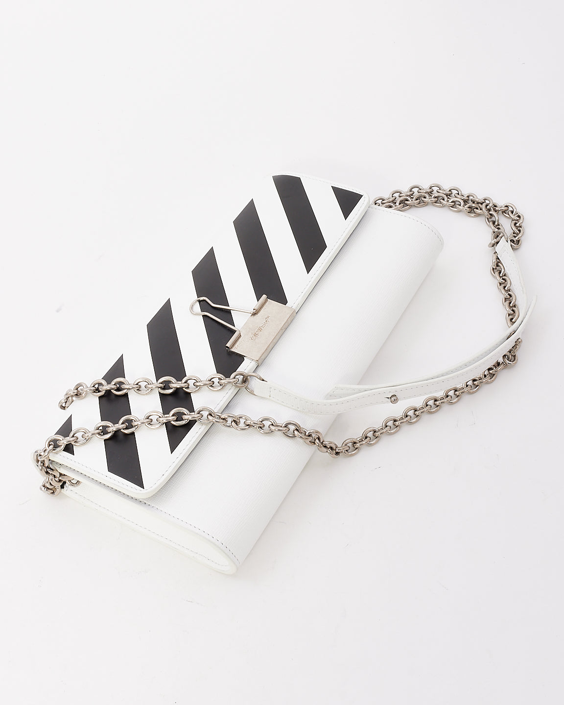 Off-White White 
Black Leather Binder Small Crossbody Bag