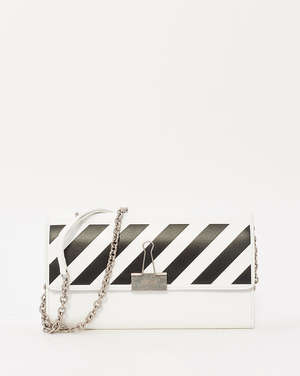 Off-White White 
Black Leather Binder Small Crossbody Bag