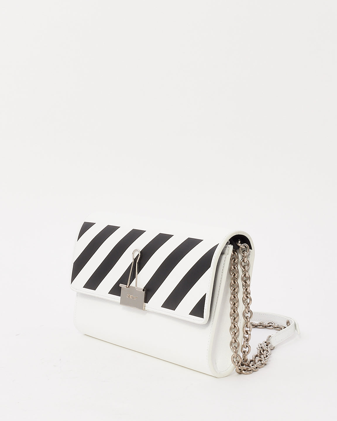 Off-White White 
Black Leather Binder Small Crossbody Bag