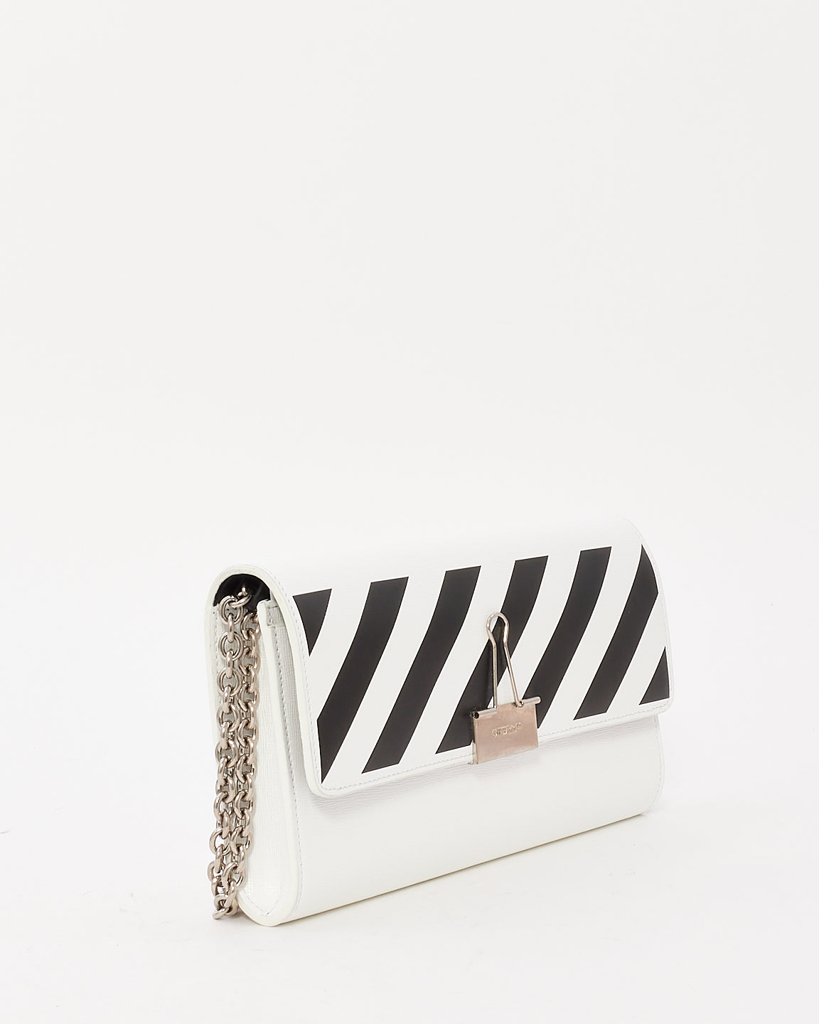 Off-White White 
Black Leather Binder Small Crossbody Bag