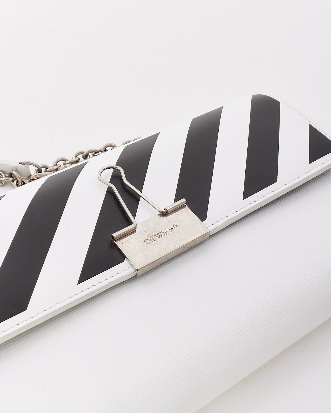 Off-White White 
Black Leather Binder Small Crossbody Bag