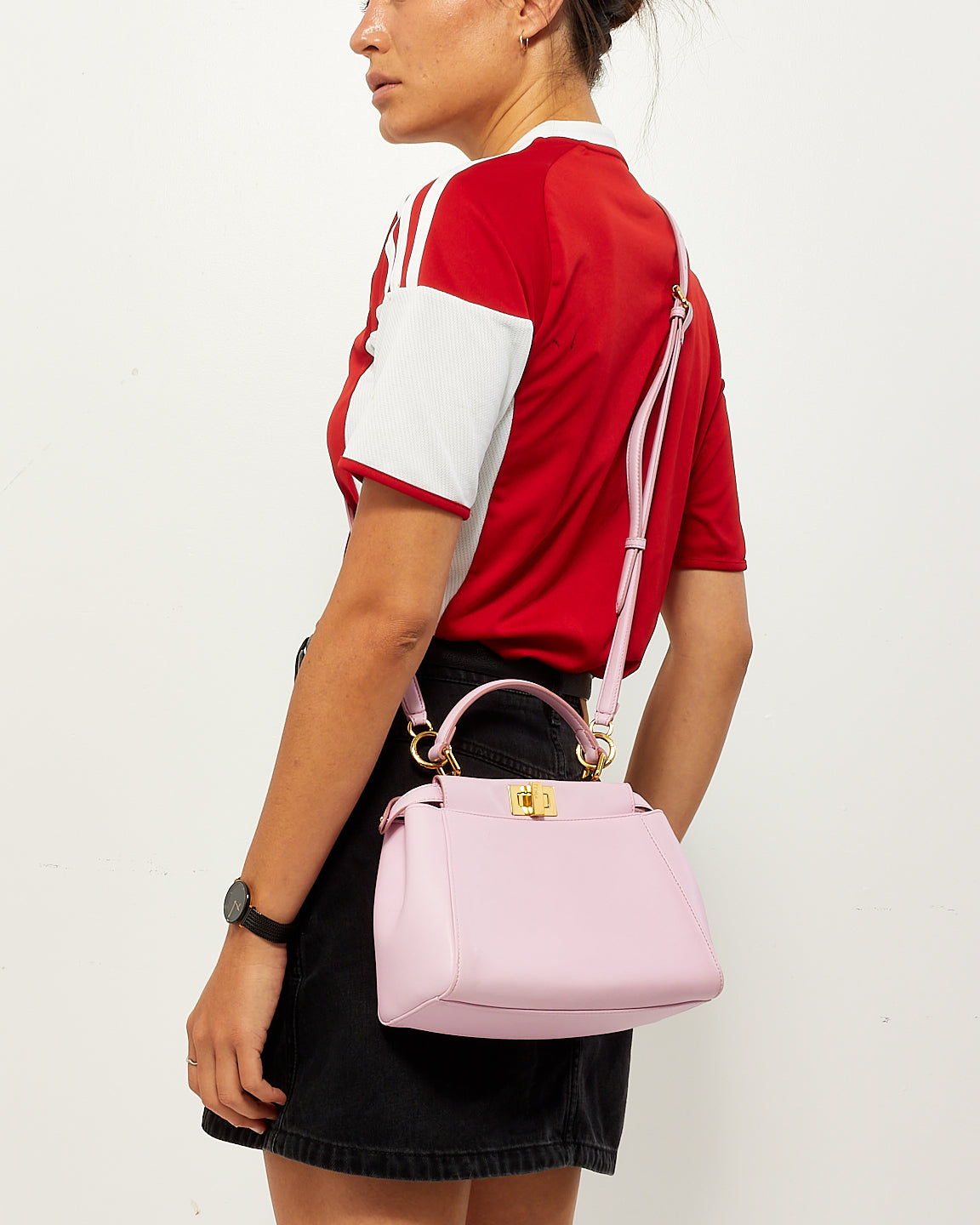 Fendi Pink Leather Mini Peekaboo Bag