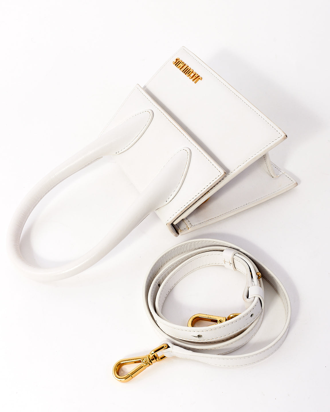 Jacquemus White Leather ‘Le Moyen Chiquito’ Bag