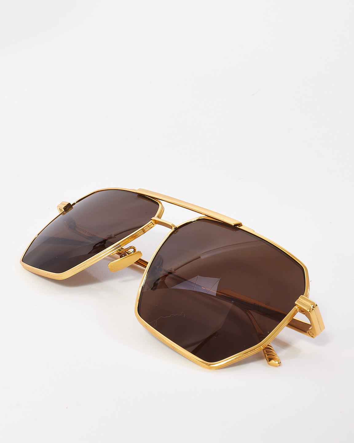 Bottega Veneta Gold Metal Cat3 Aviator Sunglasses BV1012S