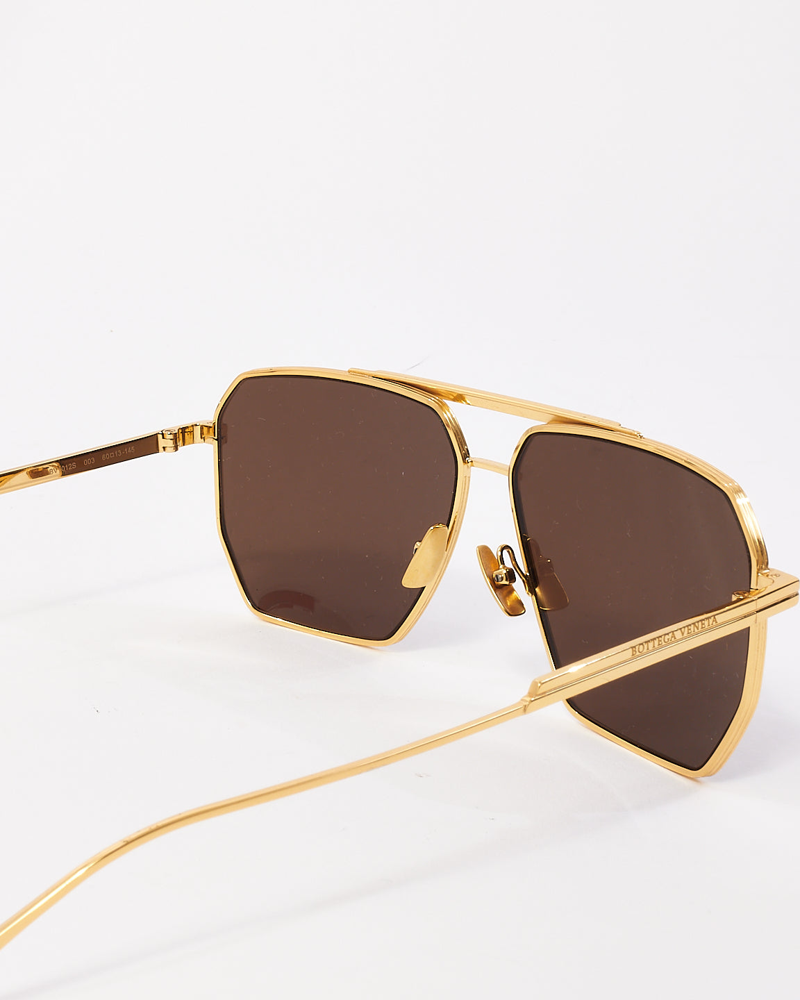 Bottega Veneta Gold Metal Cat3 Aviator Sunglasses BV1012S