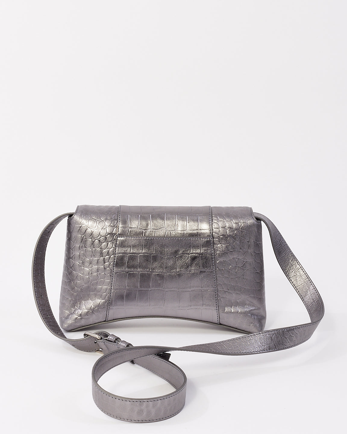 Balenciaga Silver Embossed Leather Downtown XS Bag