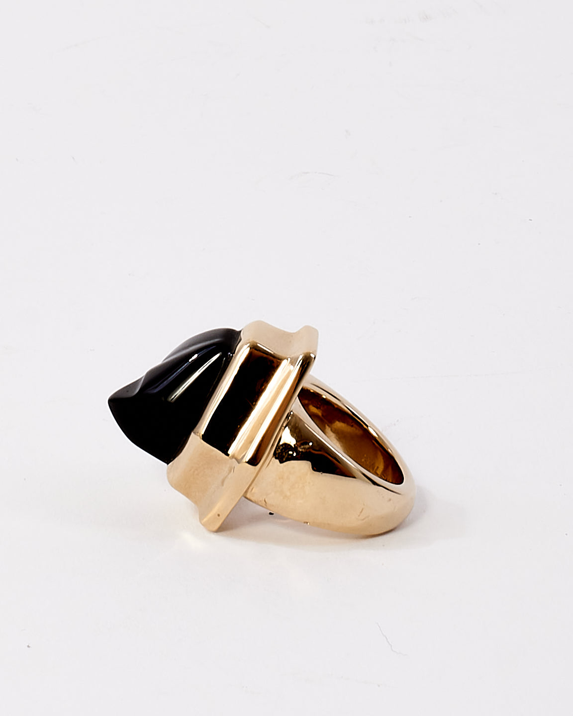 Balenciaga Black 
Gold Ring - 5.5