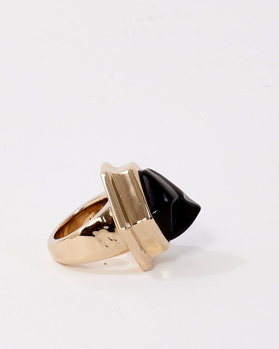 Balenciaga Black 
Gold Ring - 5.5