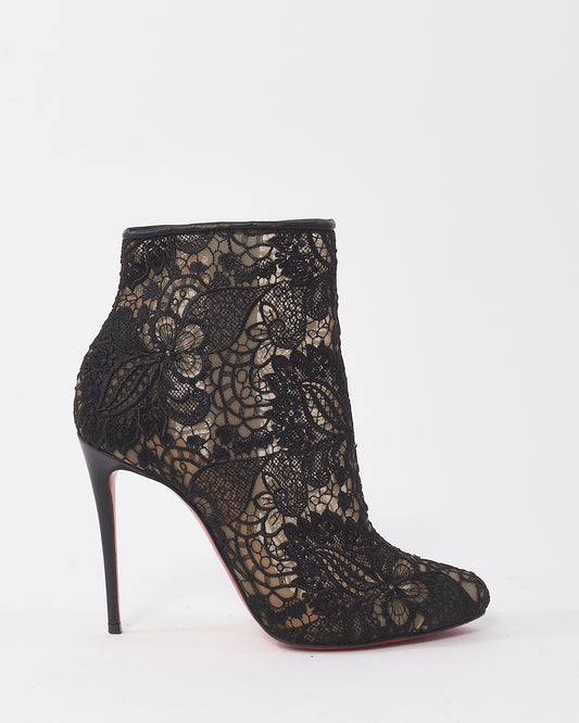 Christian Louboutin Black Lace Miss Tennis Ankle Boots - 37.5