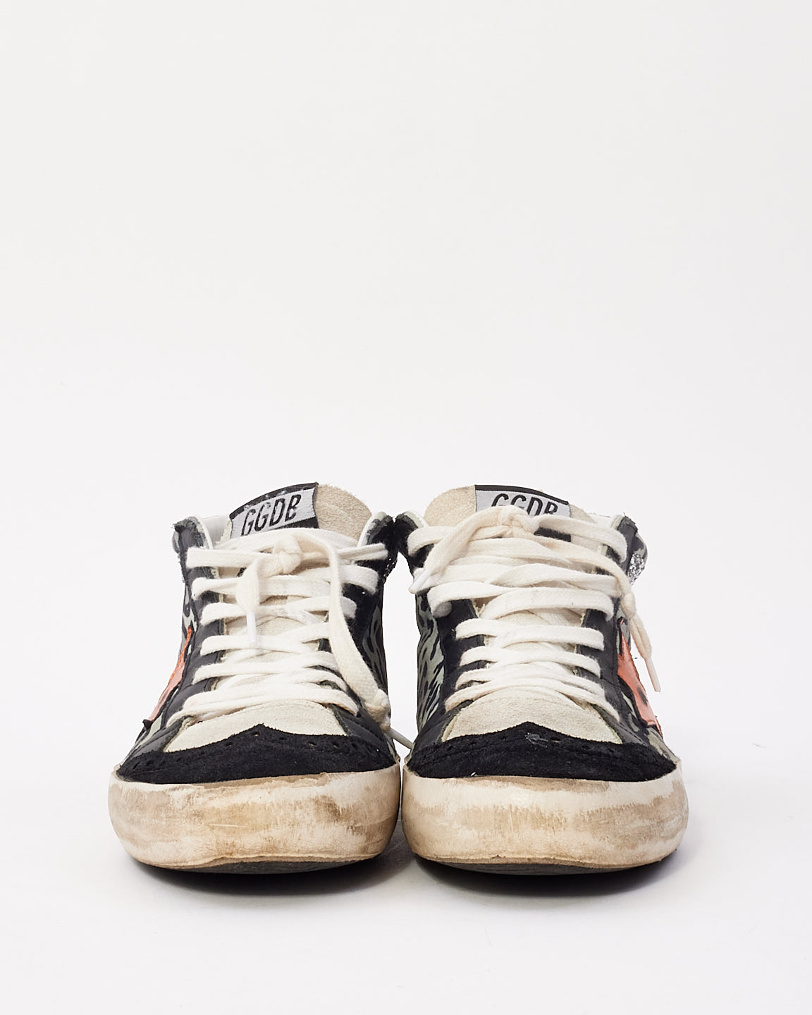 Golden Goose Black 
Grey Leopard Suede Mid Star High Rise Sneakers - 38