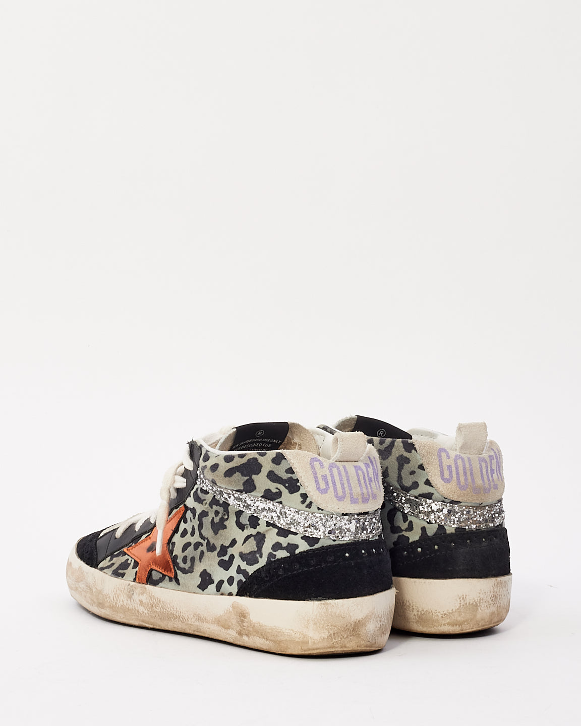 Golden Goose Black 
Grey Leopard Suede Mid Star High Rise Sneakers - 38