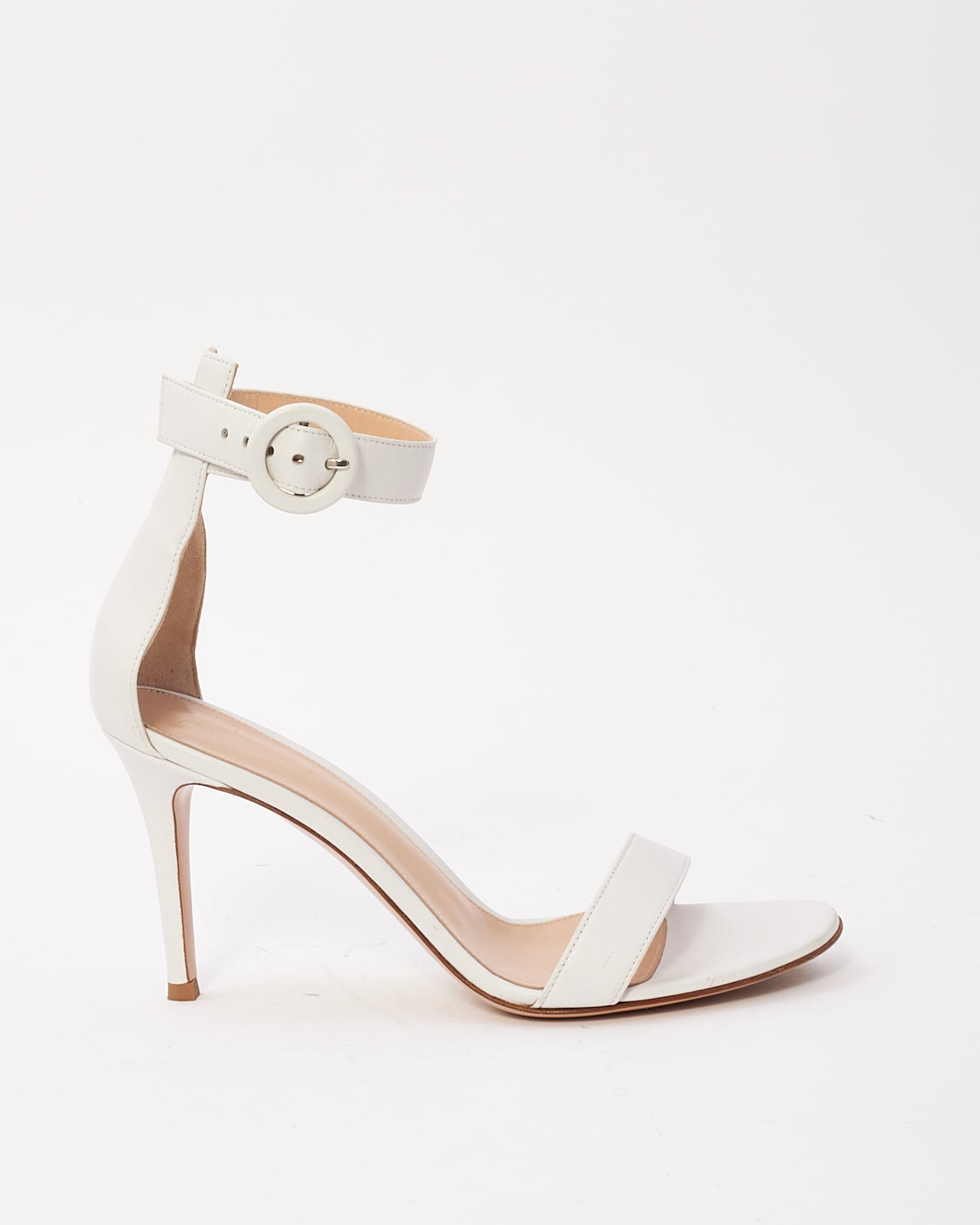 Gianvito Rossi White Leather Portofino Sandal Heels - 38