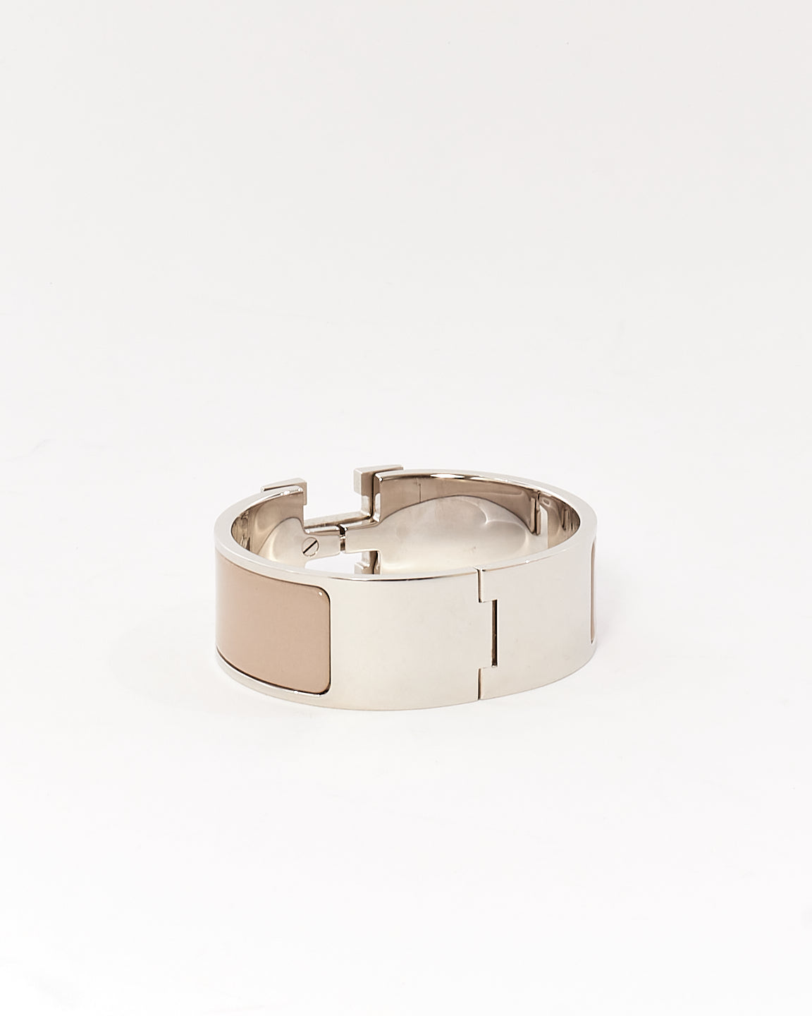 Hermès Grey Marron Glace Clic Clac H Bracelet Palladium - PM