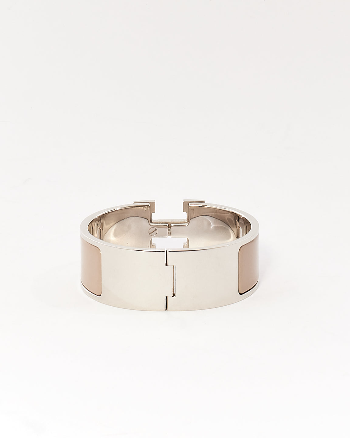 Hermès Grey Marron Glace Clic Clac H Bracelet Palladium - PM