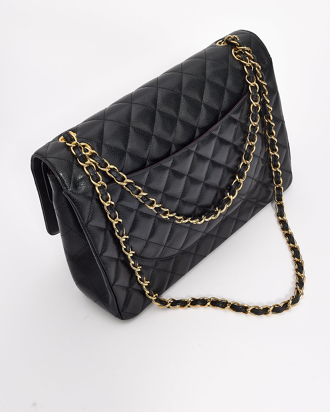 Chanel Black Caviar Leather Maxi Double Flap Bag GHW