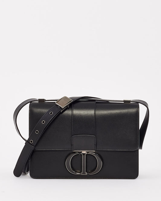 Dior Black Smooth Leather 30 Montaigne Bag with Black Hardware