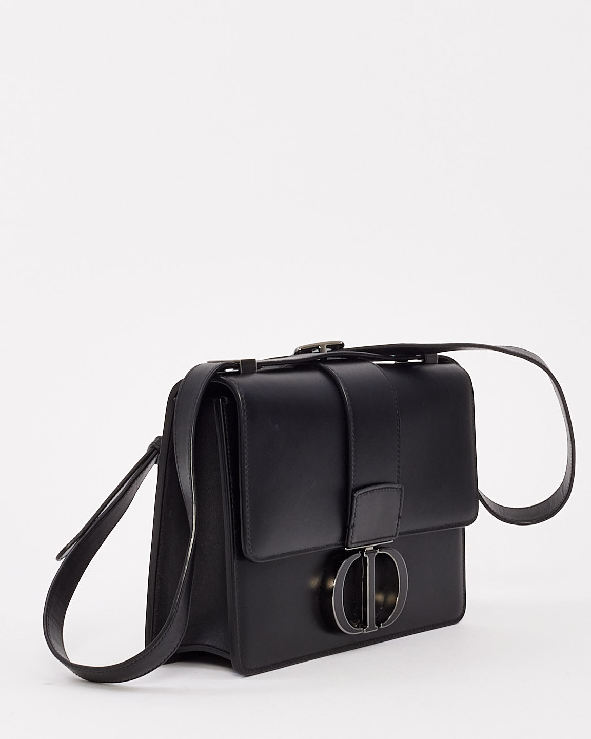 Dior Black Smooth Leather 30 Montaigne Bag with Black Hardware