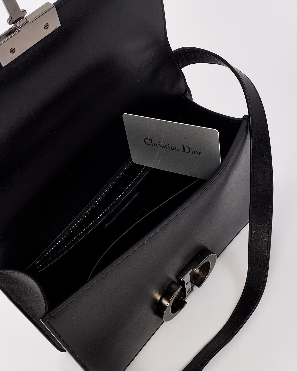 Dior Black Smooth Leather 30 Montaigne Bag with Black Hardware