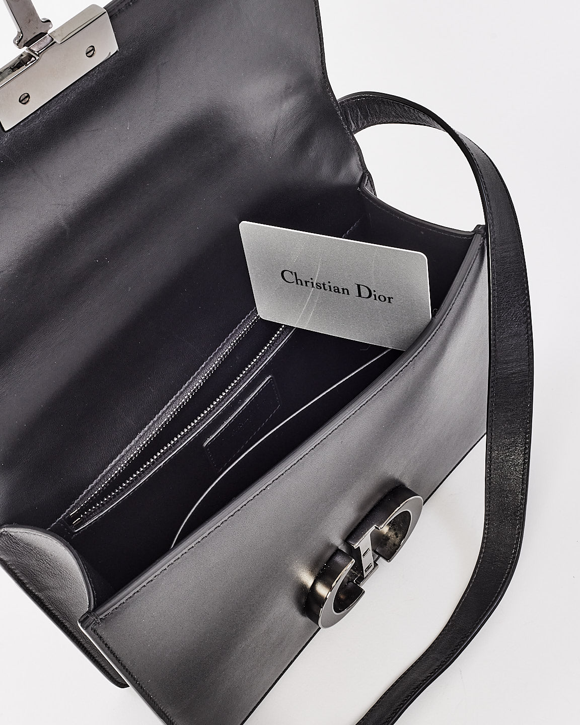 Dior Black Smooth Leather 30 Montaigne Bag with Black Hardware