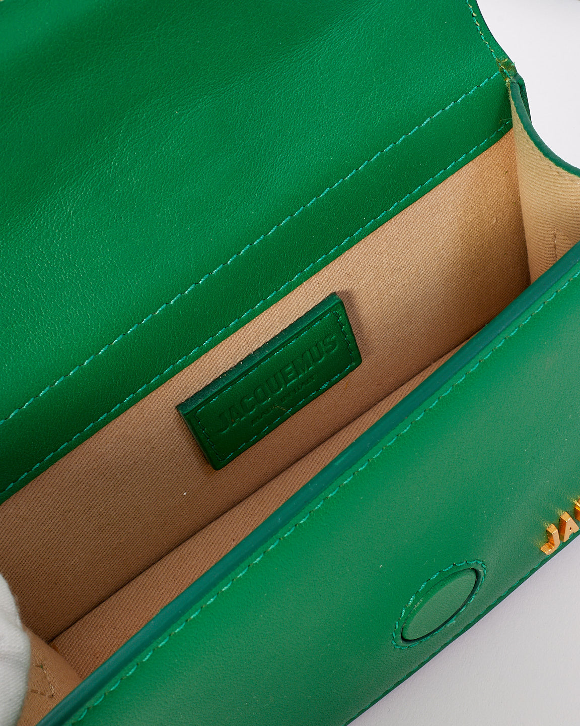 Jacquemus Green Leather Le Bambino Mini Clutch Bag