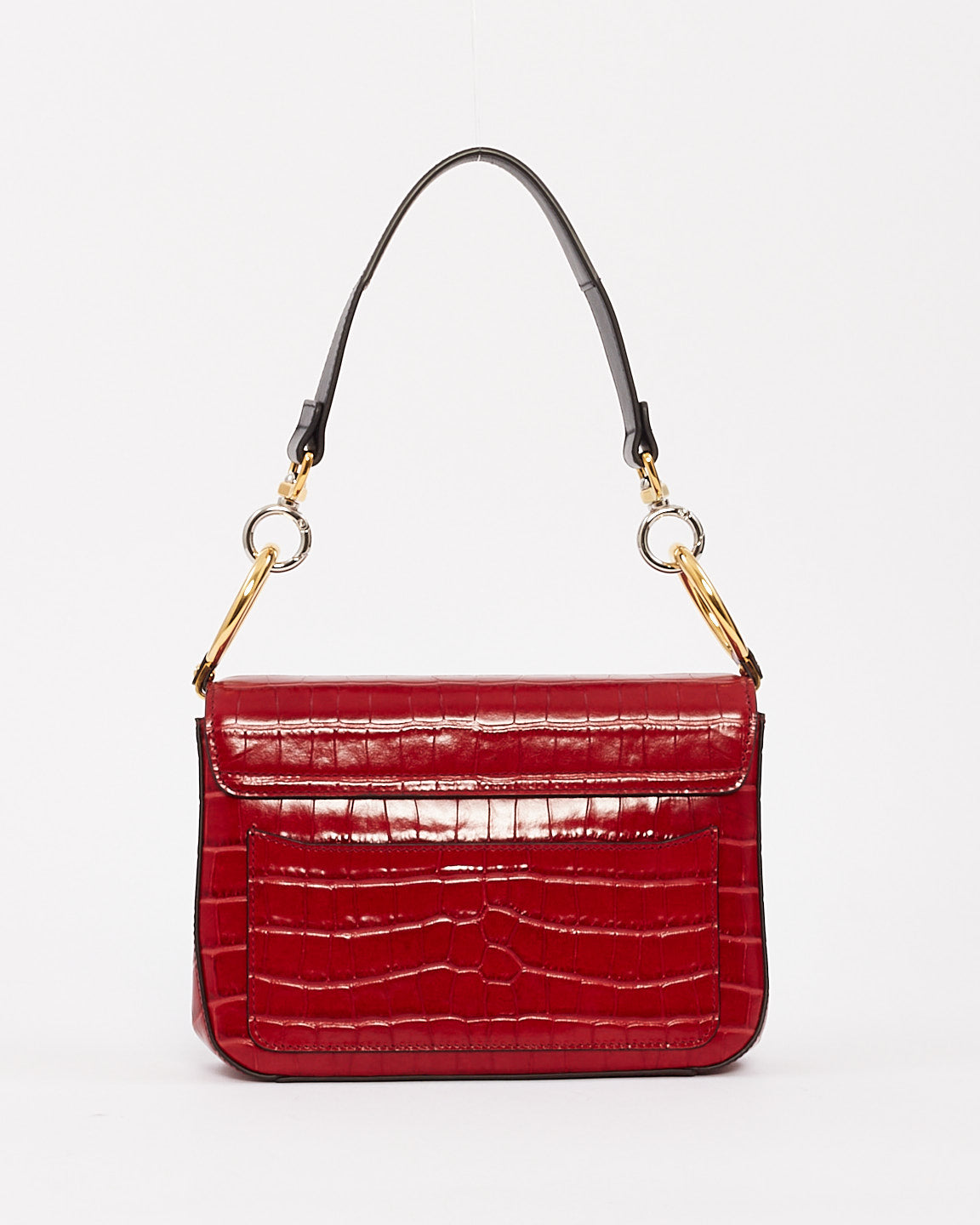 Chloé Red Croc Embossed Leather C Shoulder Bag