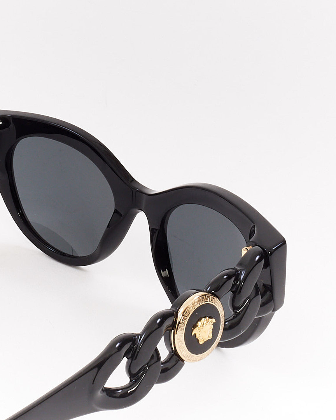 Versace Black Acetate Medusa Logo Cat Eye Sunglasses 4408