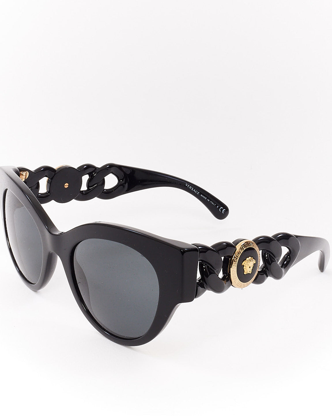 Versace Black Acetate Medusa Logo Cat Eye Sunglasses 4408