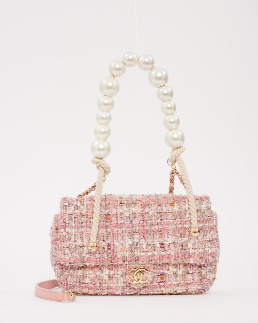 Chanel Pink Tweed Pearl By the Sea Collection Flap Bag