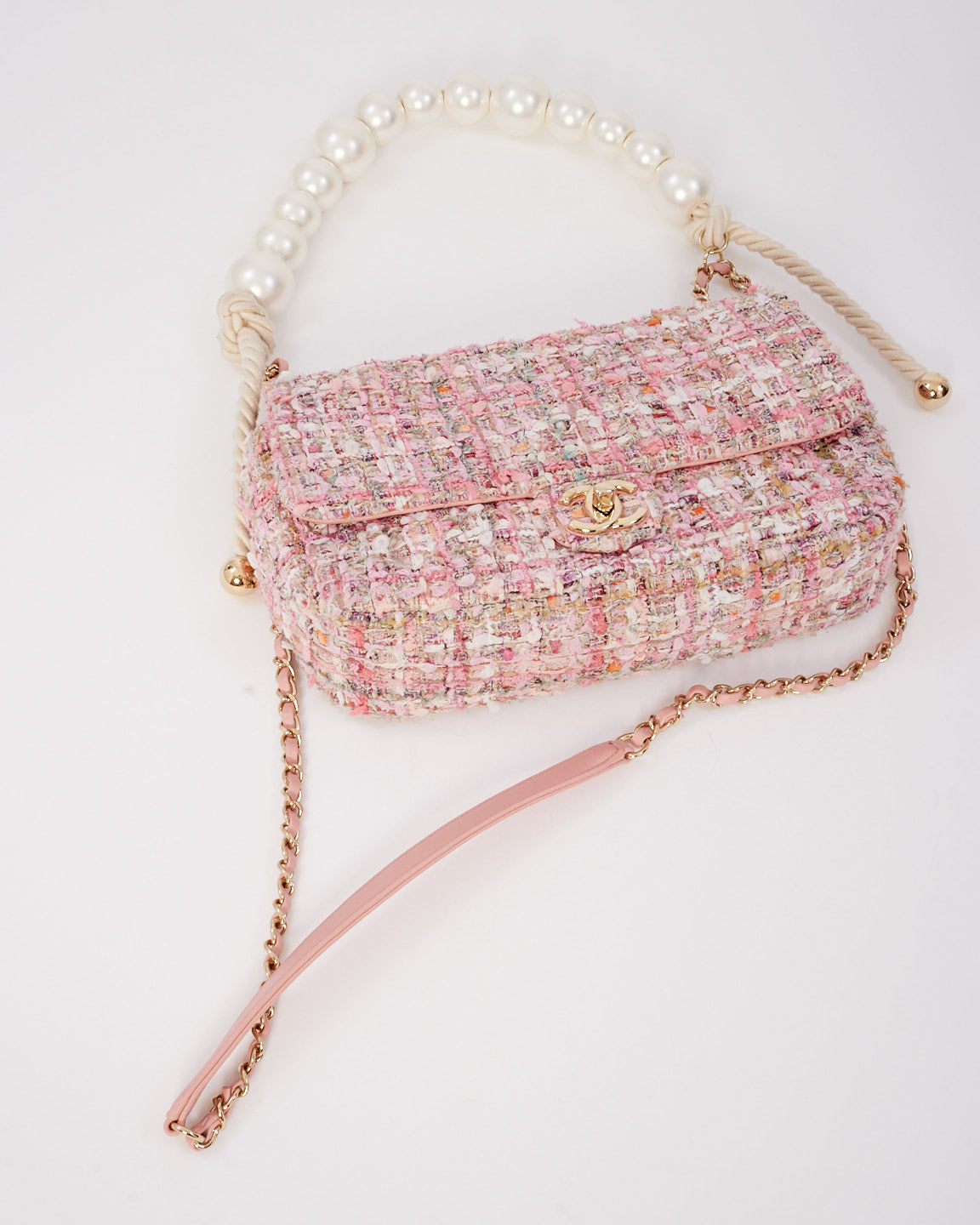 Chanel Pink Tweed Pearl By the Sea Collection Flap Bag