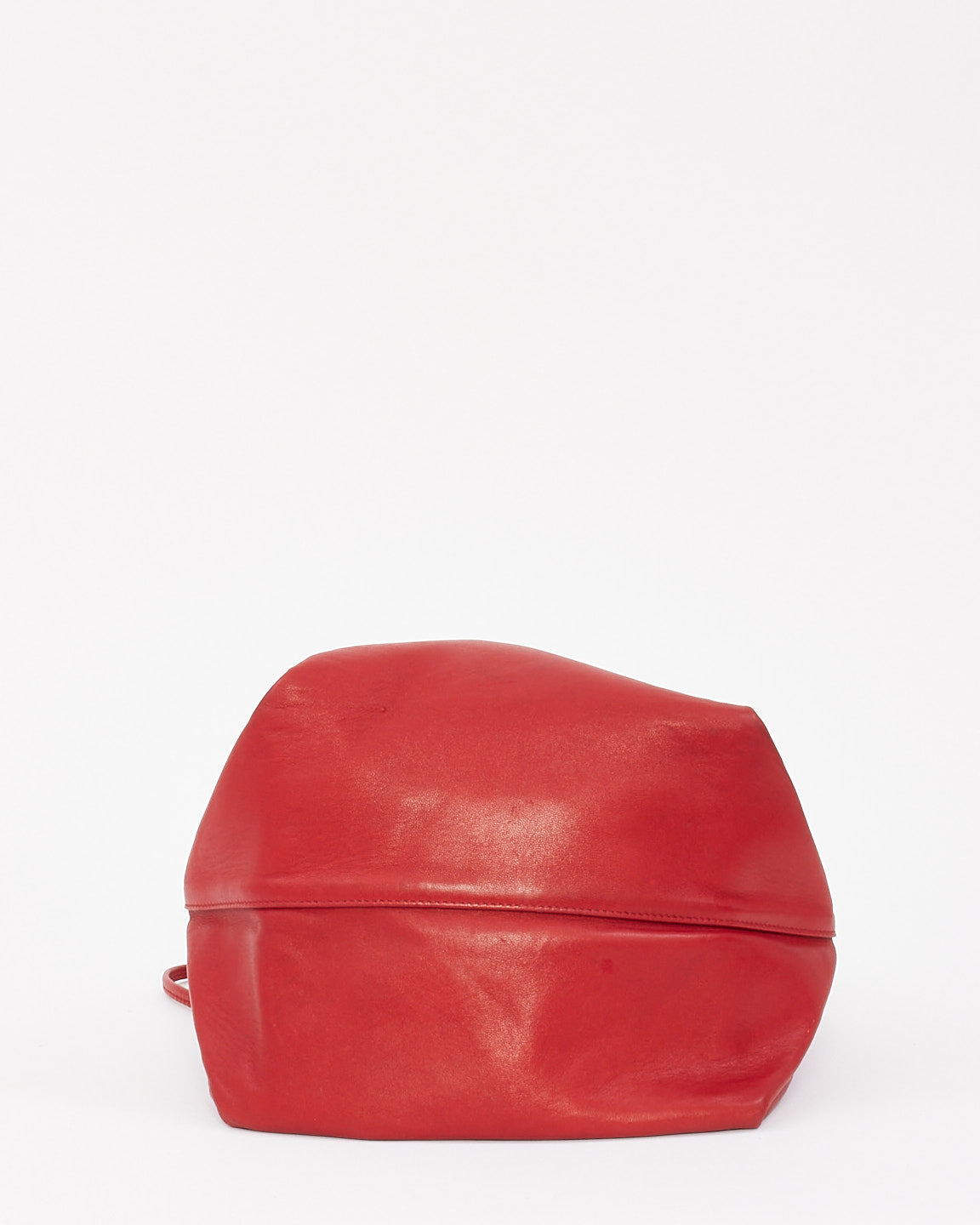 Saint Laurent Red Leather Logo Teddy Bucket Bag