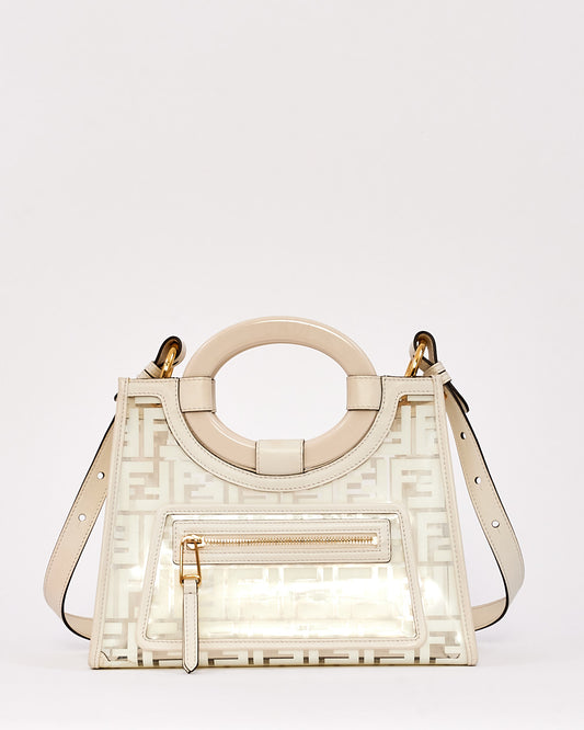 Fendi White Zucca PVC and Leather Runaway Shopper Tote