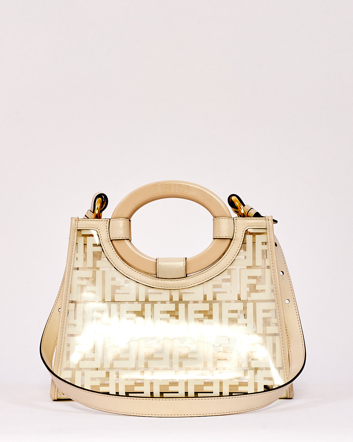 Fendi White Zucca PVC and Leather Runaway Shopper Tote