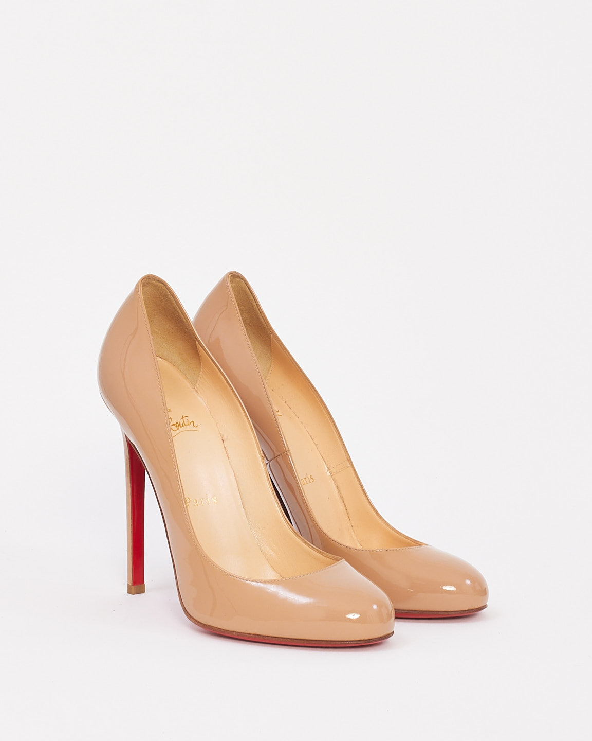 Christian Louboutin Nude Patent Leather Round Toe Pumps - 37