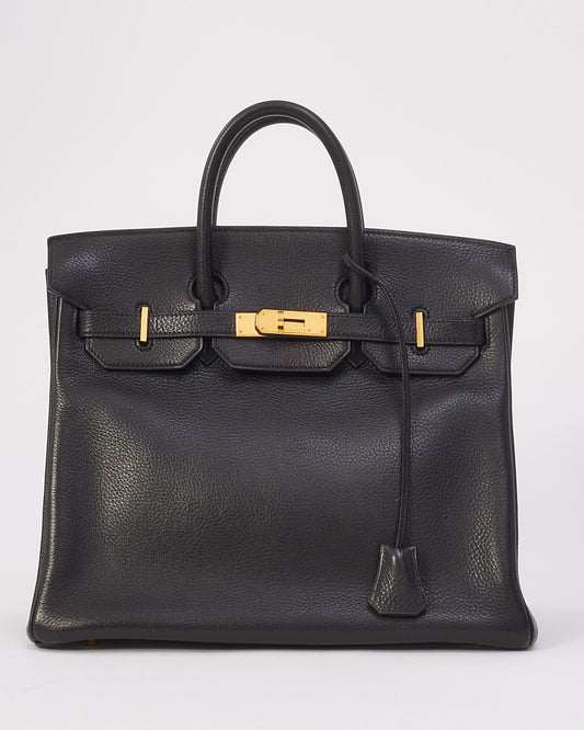 Hermès Black Fjord Leather HAC Birkin 32 with Gold Hardware