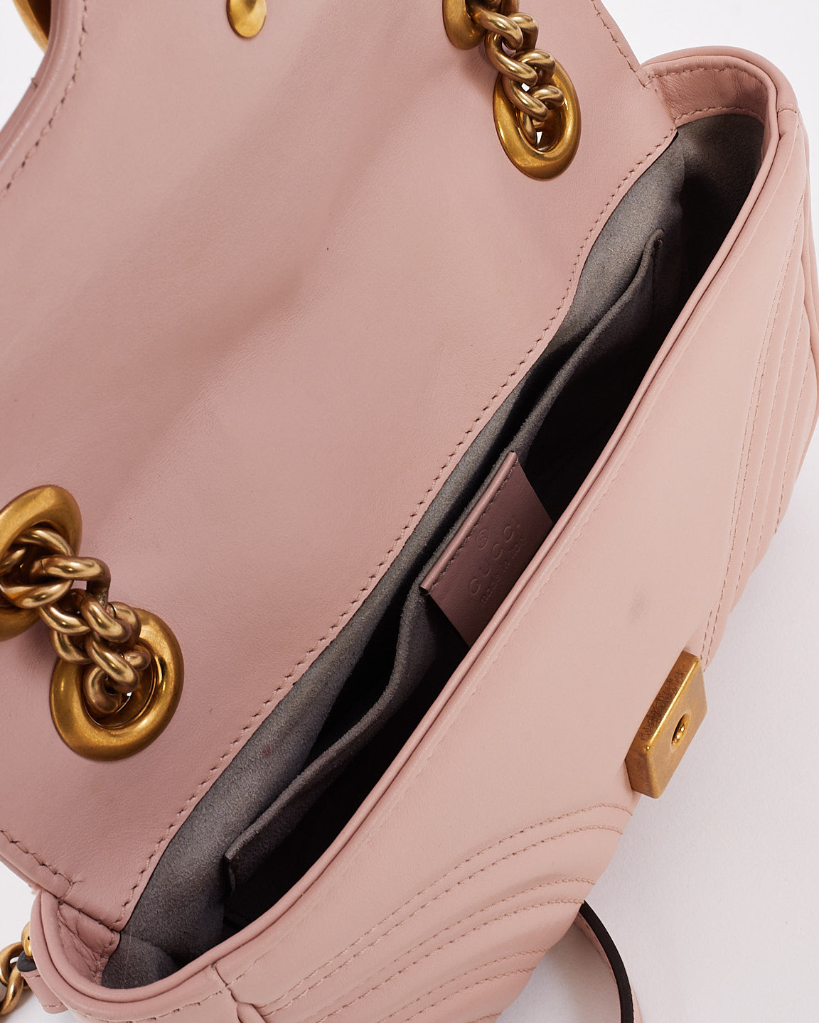 Gucci Pink Matelassé Leather GG Marmont Small Shoulder Bag