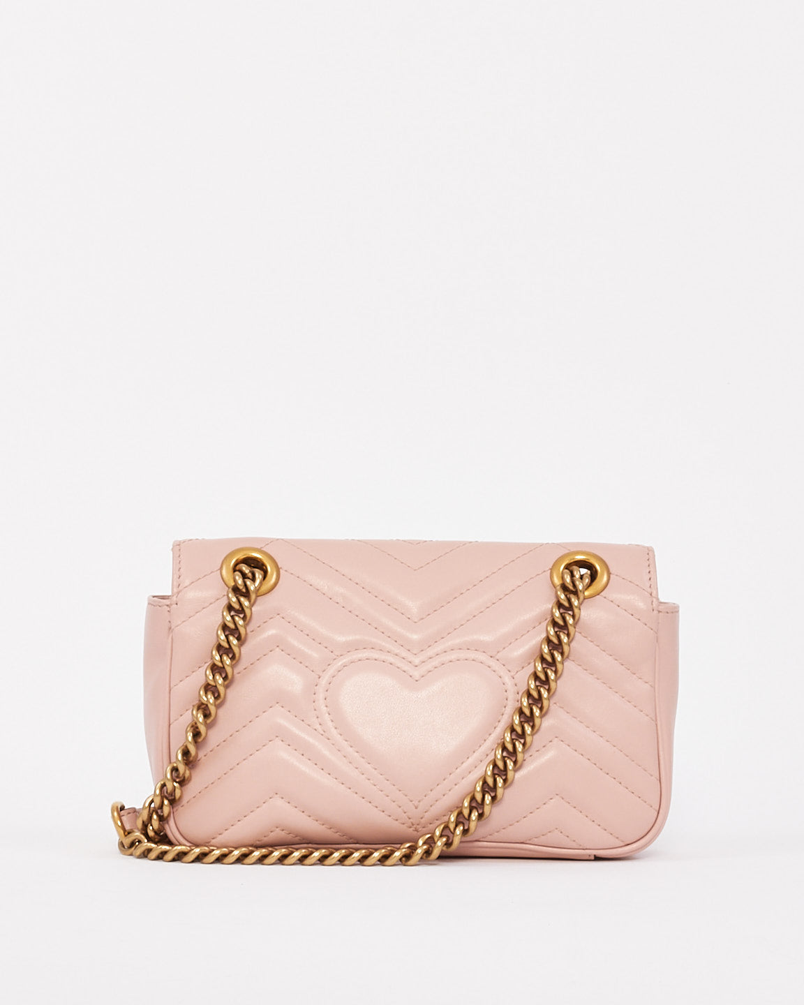 Gucci Pink Matelassé Leather GG Marmont Small Shoulder Bag