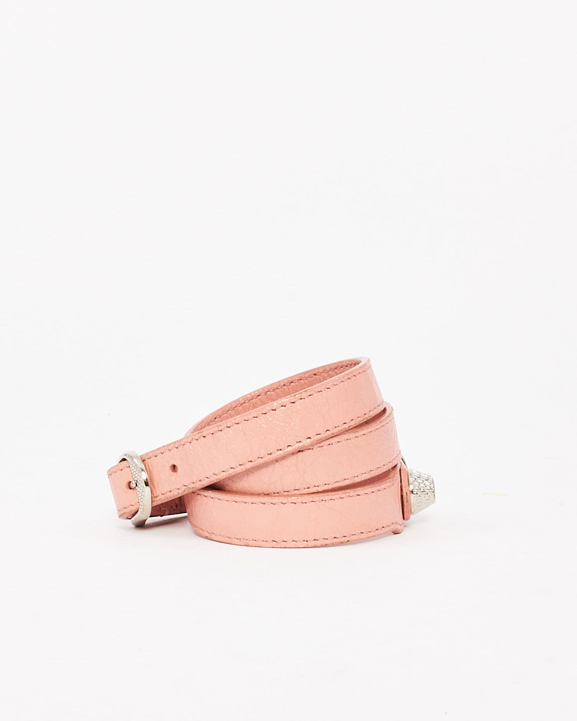 Balenciaga Pink Leather Arena Triple Tour Leather Wrap Bracelet