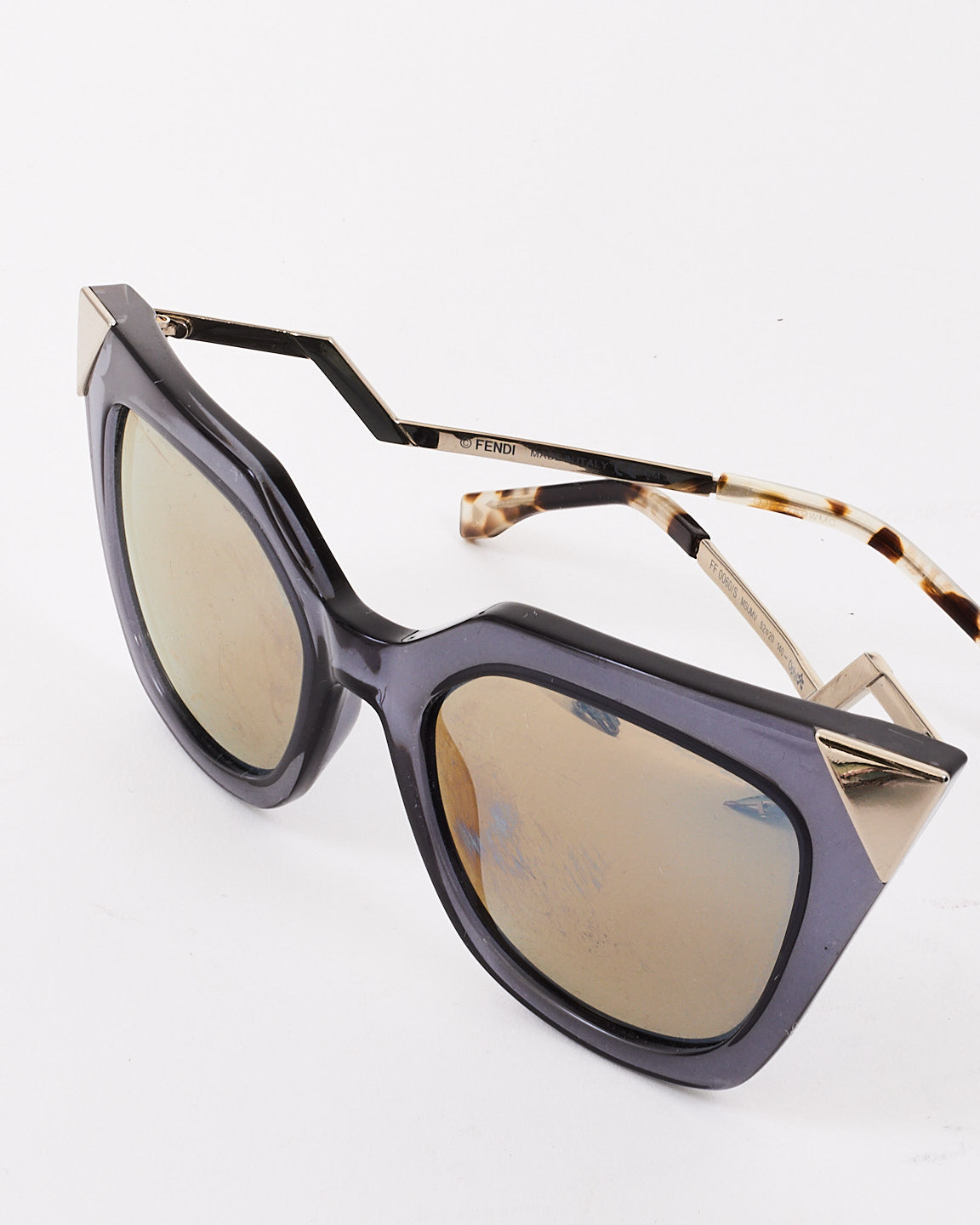 Fendi Grey 
Yellow Acetate  FF0060/S Cat Eye Sunglasses