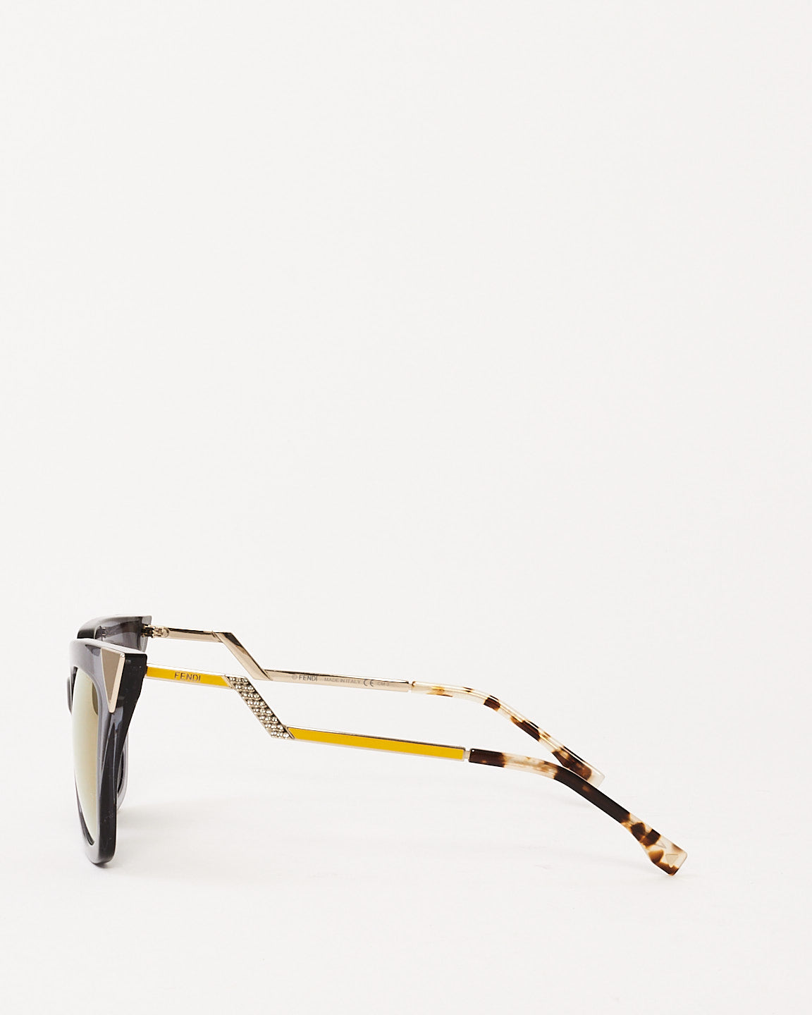 Fendi Grey 
Yellow Acetate  FF0060/S Cat Eye Sunglasses