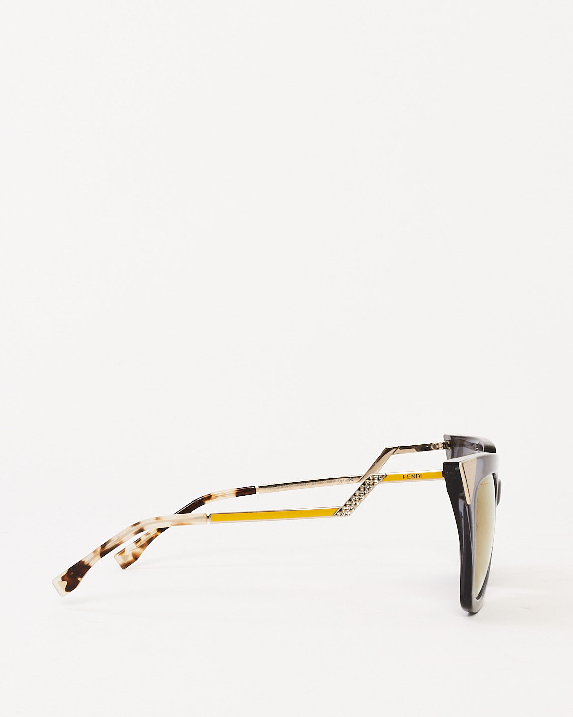 Fendi Grey 
Yellow Acetate  FF0060/S Cat Eye Sunglasses