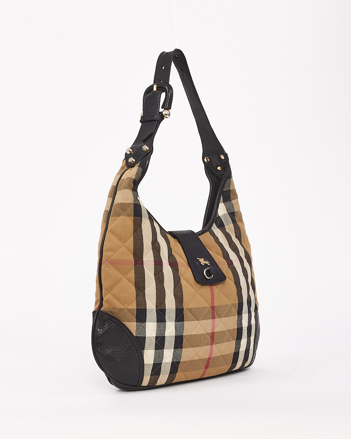 Burberry Sac à bandoulière en coton imprimé à carreaux beige