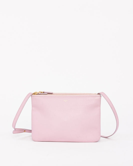 Celine Light Pink Leather Trio Crossbody Bag