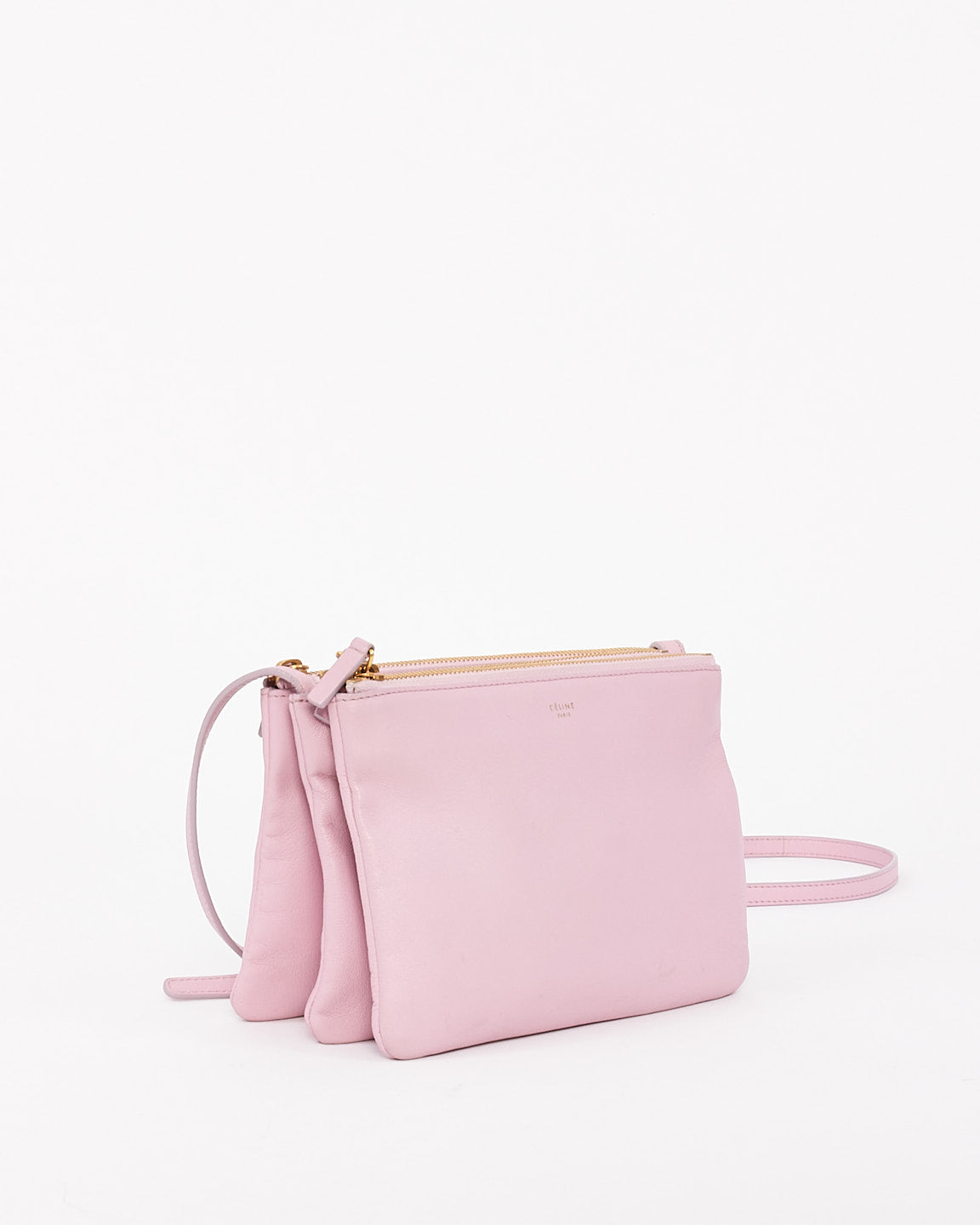 Celine Light Pink Leather Trio Crossbody Bag